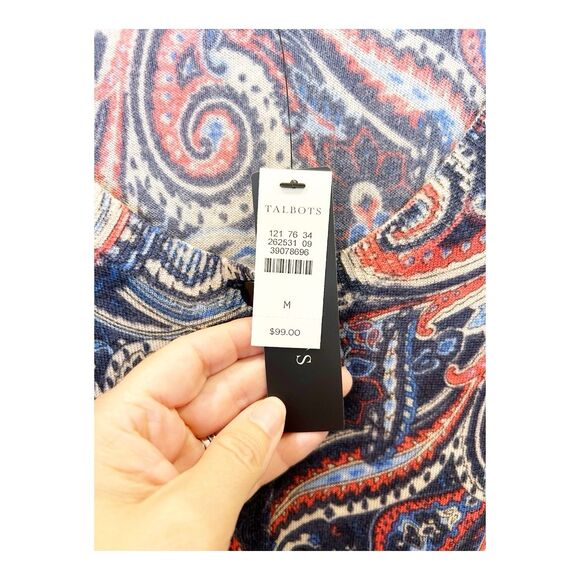 Talbots Fine Merino Wool Paisley Cardigan NWT Sz M - Picture 3 of 5